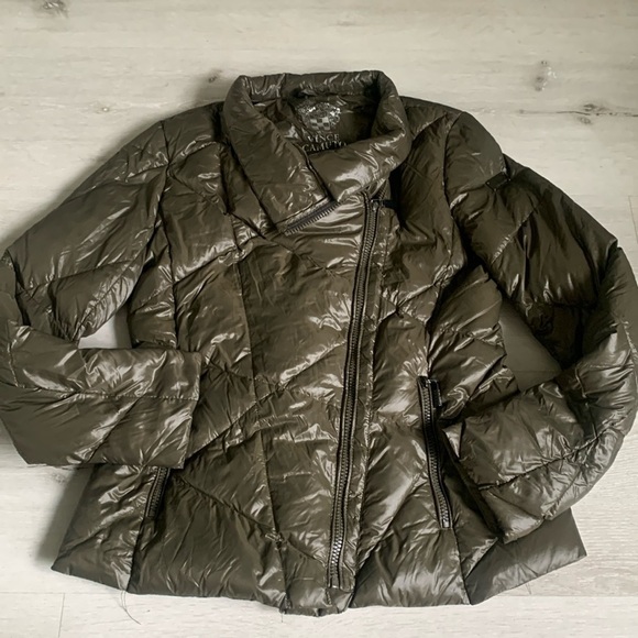 Vince Camuto olive green jacket🌺 lightweight‎ size S down feathers filler - Picture 1 of 11